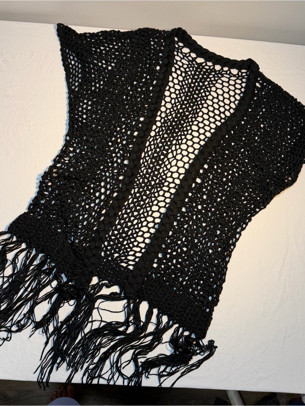Black Crochet Fringe Women's Sweater Vest